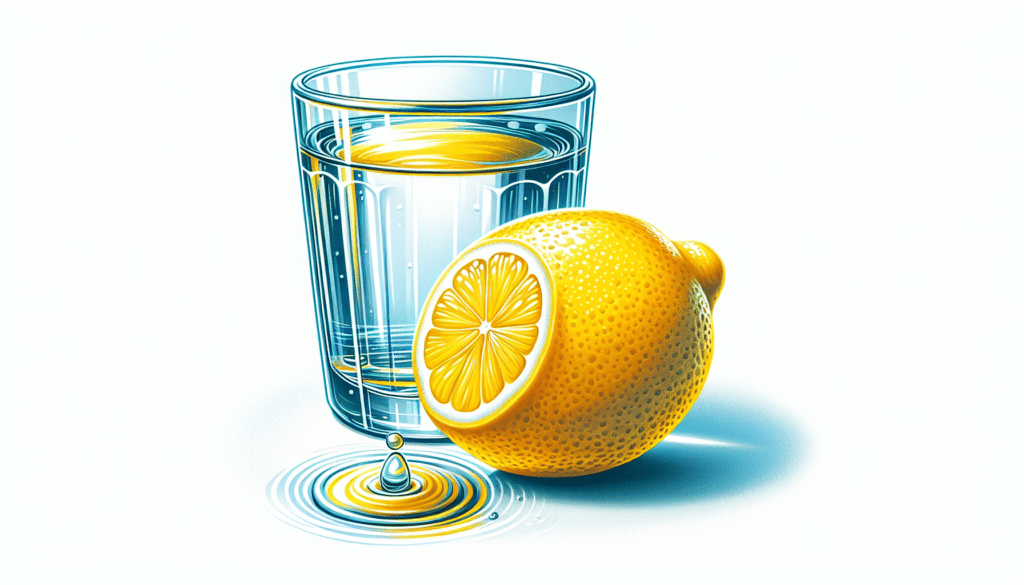 A colorful illustration of a lemon and a glass of water